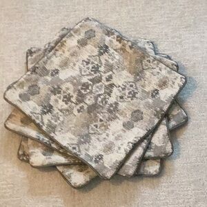 Set of 5 grey/tan leather trimmed 21”x21” pillow covers NWOT